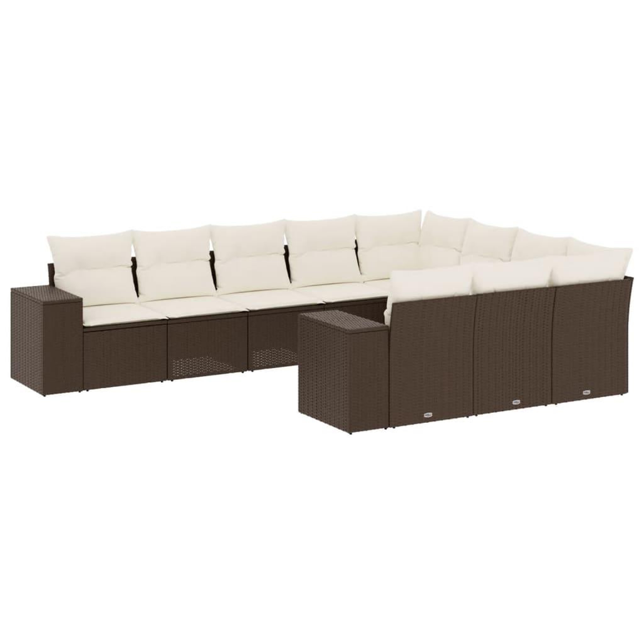 Voir la diapositive 2 : VIDAXL Salon de jardin 10 pcs avec coussins marron resine tressee