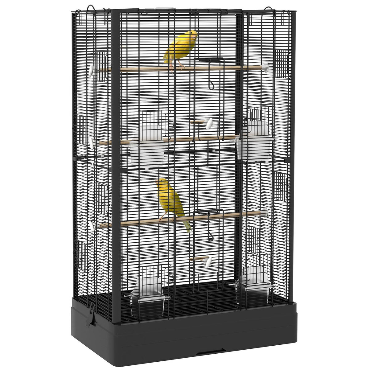 PAWHUT Cage à oiseaux volière avec portes perchoirs - 61 x 36,5 x 98 cm - acier