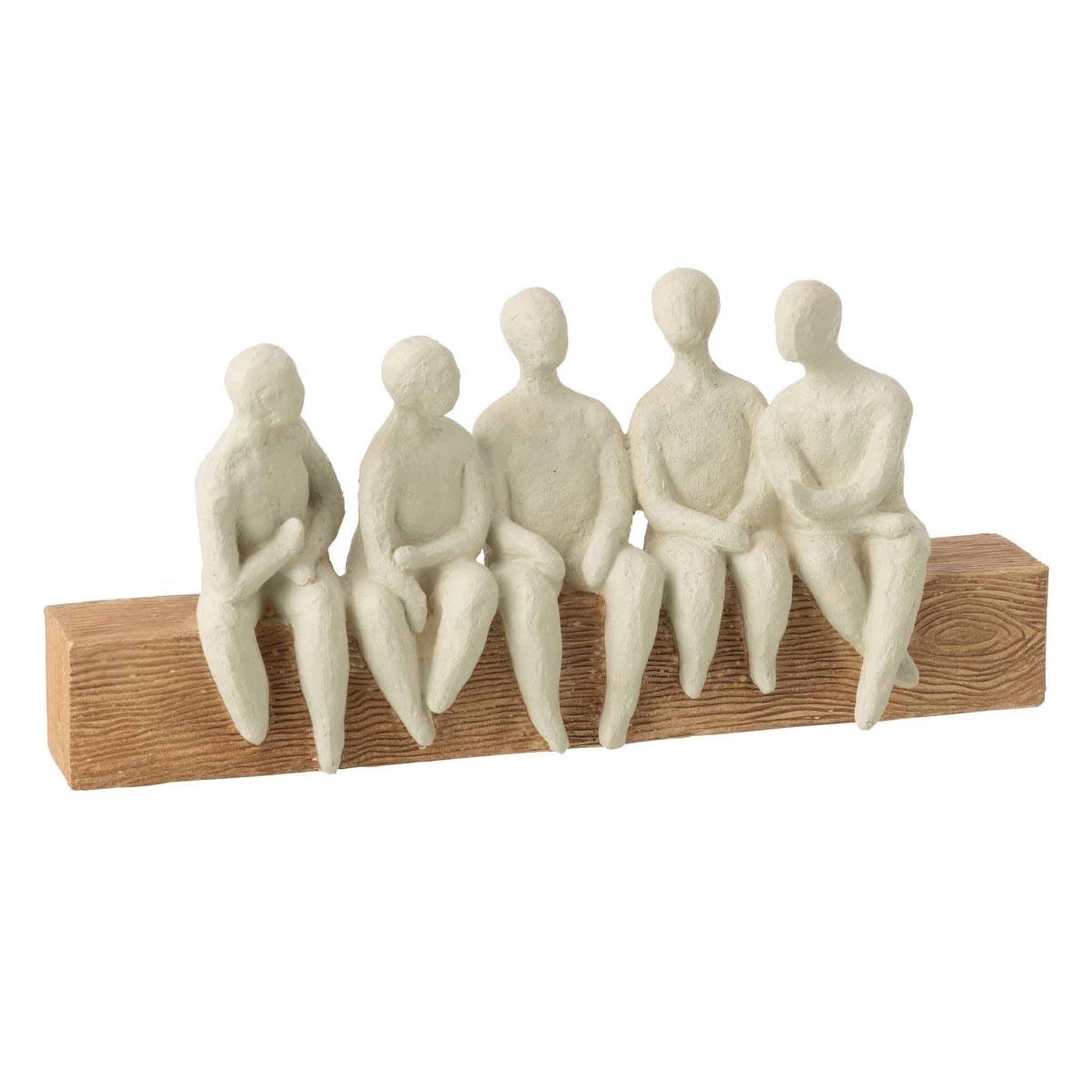 J-LINE Statuette groupe de personnes  assises  39cm naturel