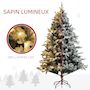Voir la diapositive 6 : HOMCOM Sapin de Noël artificiel LED enneigé H. 180 cm - 200 LEDs blanc chaud, 793 branches - vert blanc