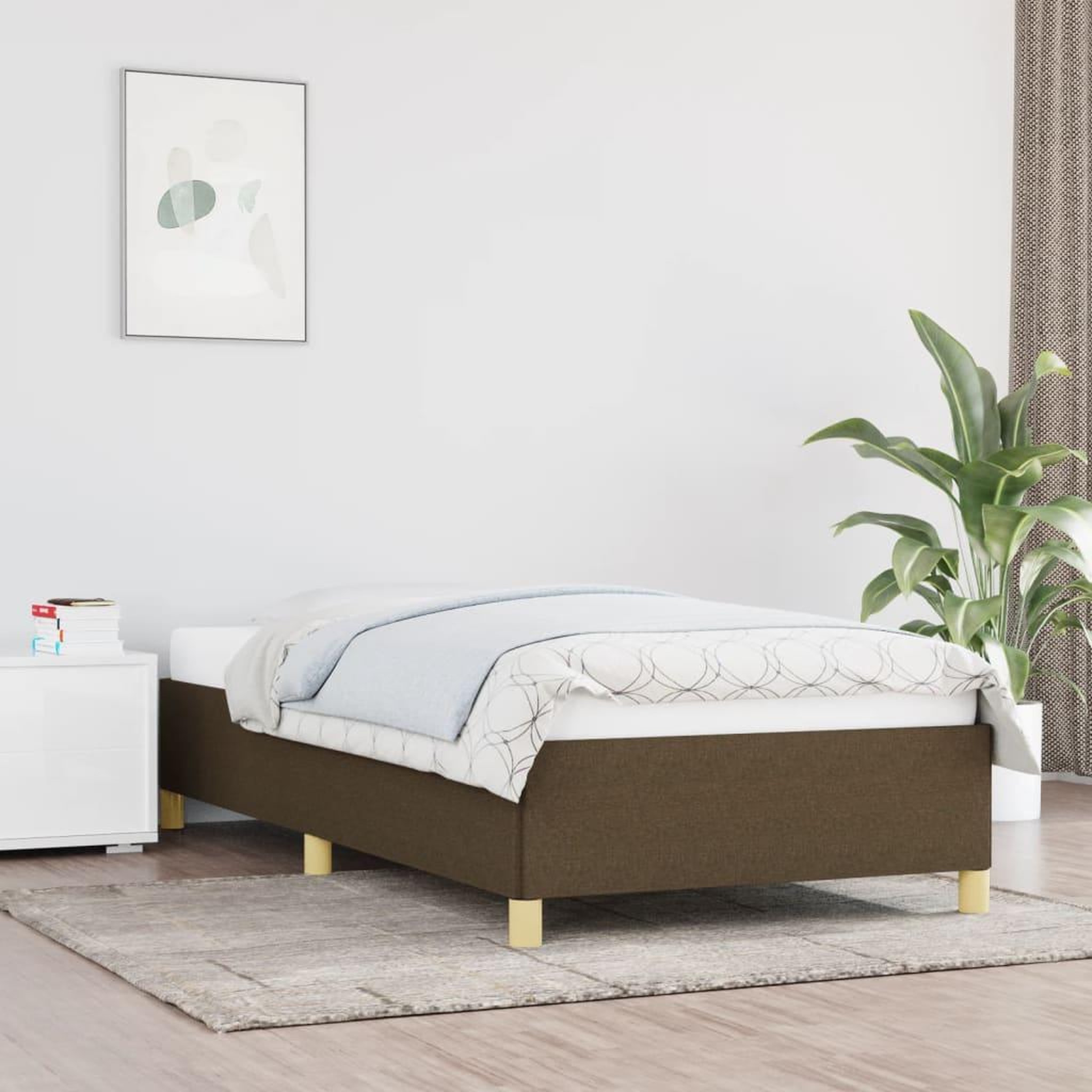 Voir la diapositive 1 : VIDAXL Cadre de lit sans matelas marron fonce 80x200 cm tissu