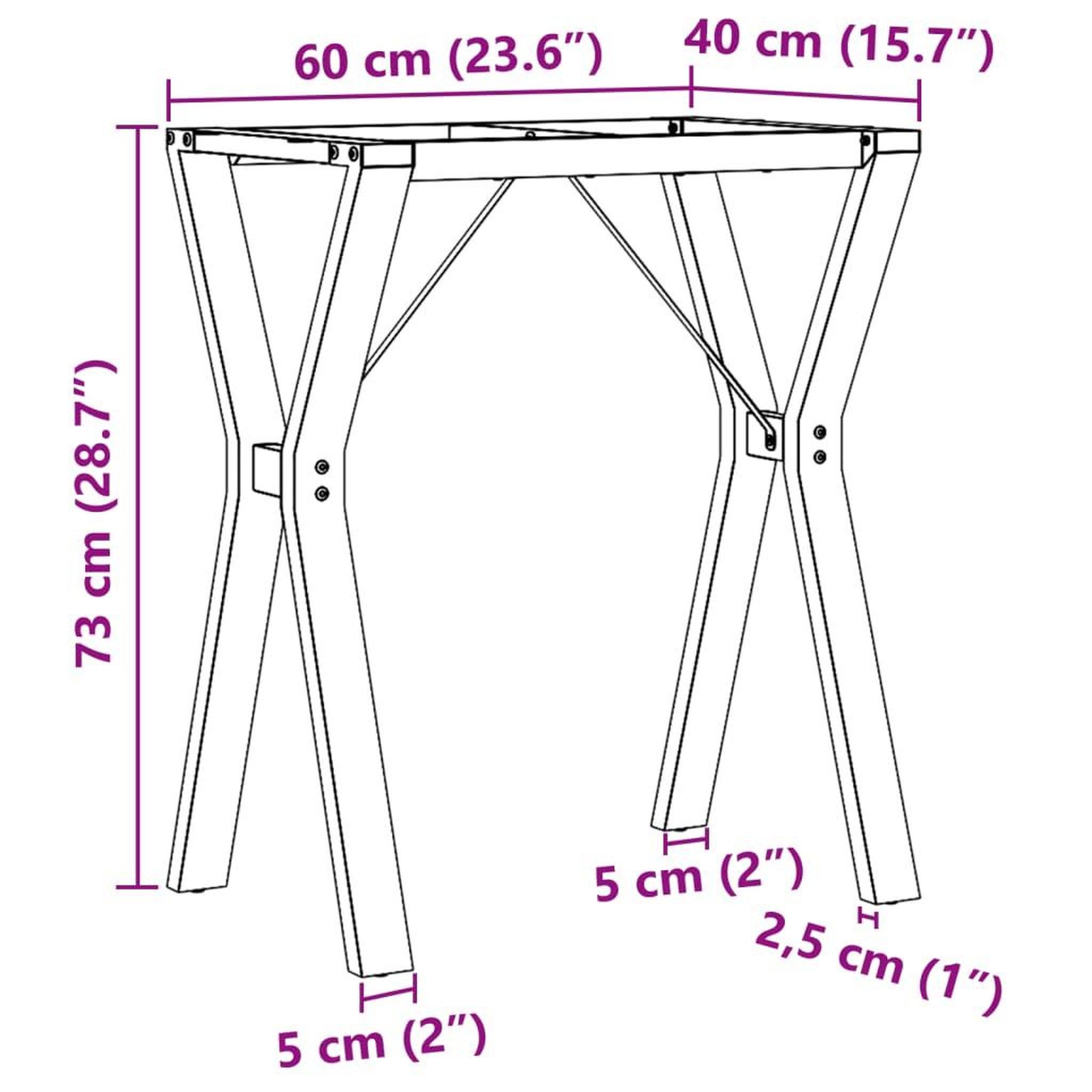 Voir la diapositive 6 : VIDAXL Pieds de table a manger cadre en Y 60x40x73 cm acier