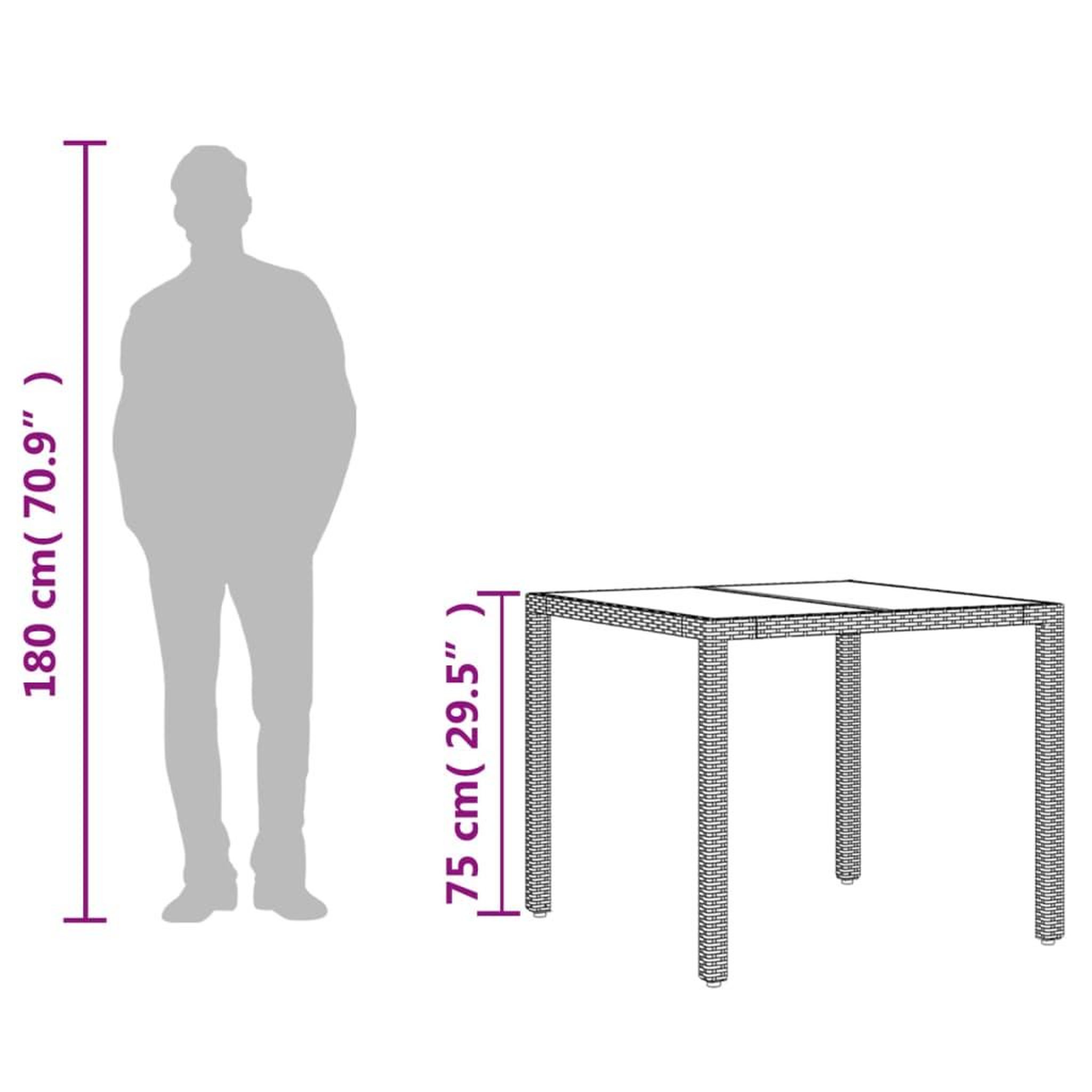 Voir la diapositive 6 : VIDAXL Table de jardin avec dessus en verre marron resine tressee