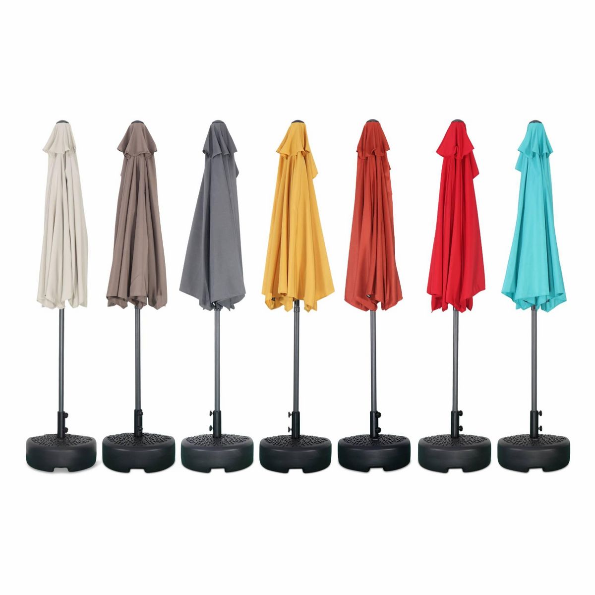 SWEEEK Parasol de balcon Ø250cm  – CALVI – Demi-parasol droit, mât central en aluminium avec manivelle d'ouverture