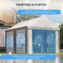 Voir la diapositive 4 : OUTSUNNY Barnum tonnelle chapiteau de jardin dim. 4L x 2,95l x 2,85H m - 4 fenêtres, 2 portes - acier galvanisé PE blanc gris