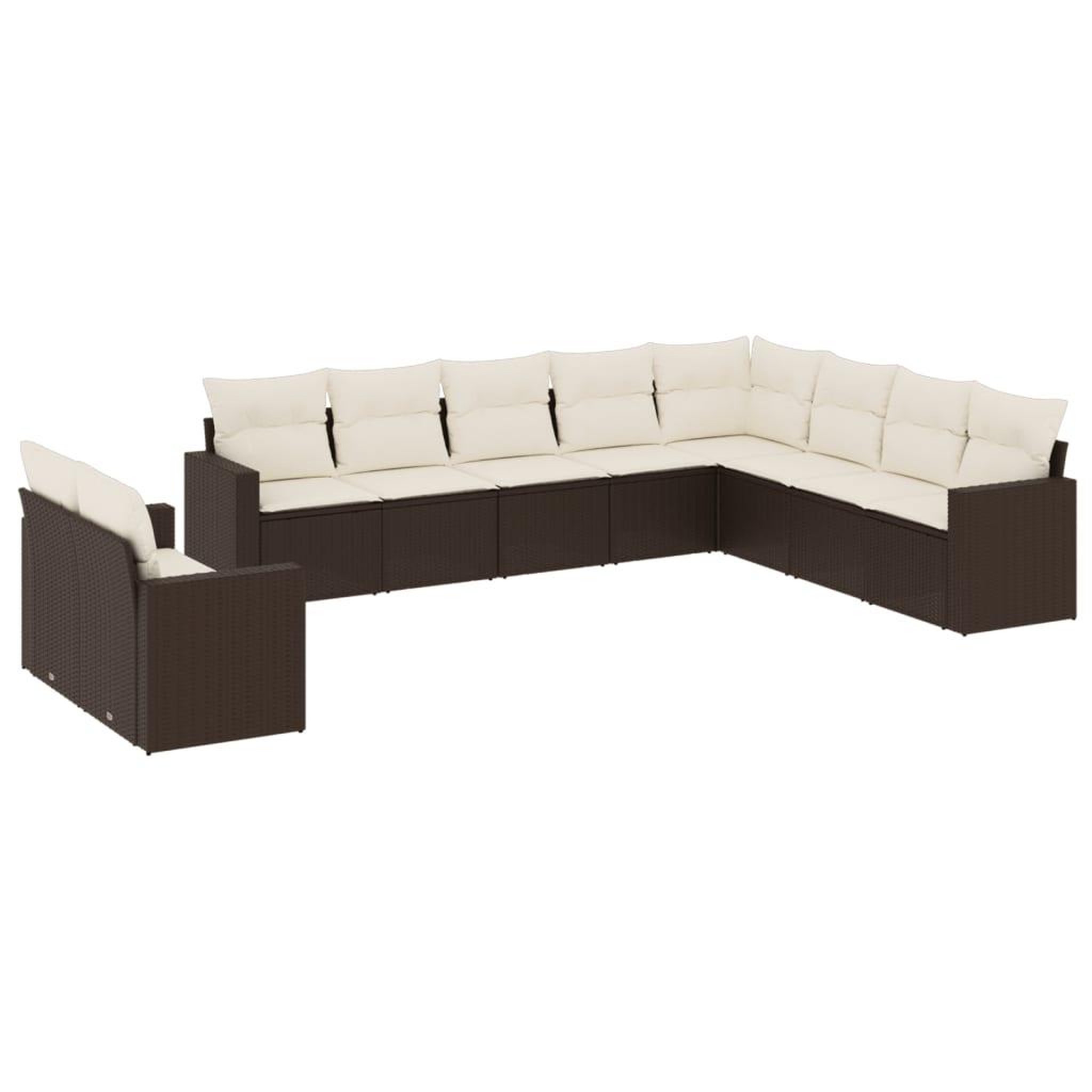 Voir la diapositive 2 : VIDAXL Salon de jardin 10 pcs avec coussins marron resine tressee