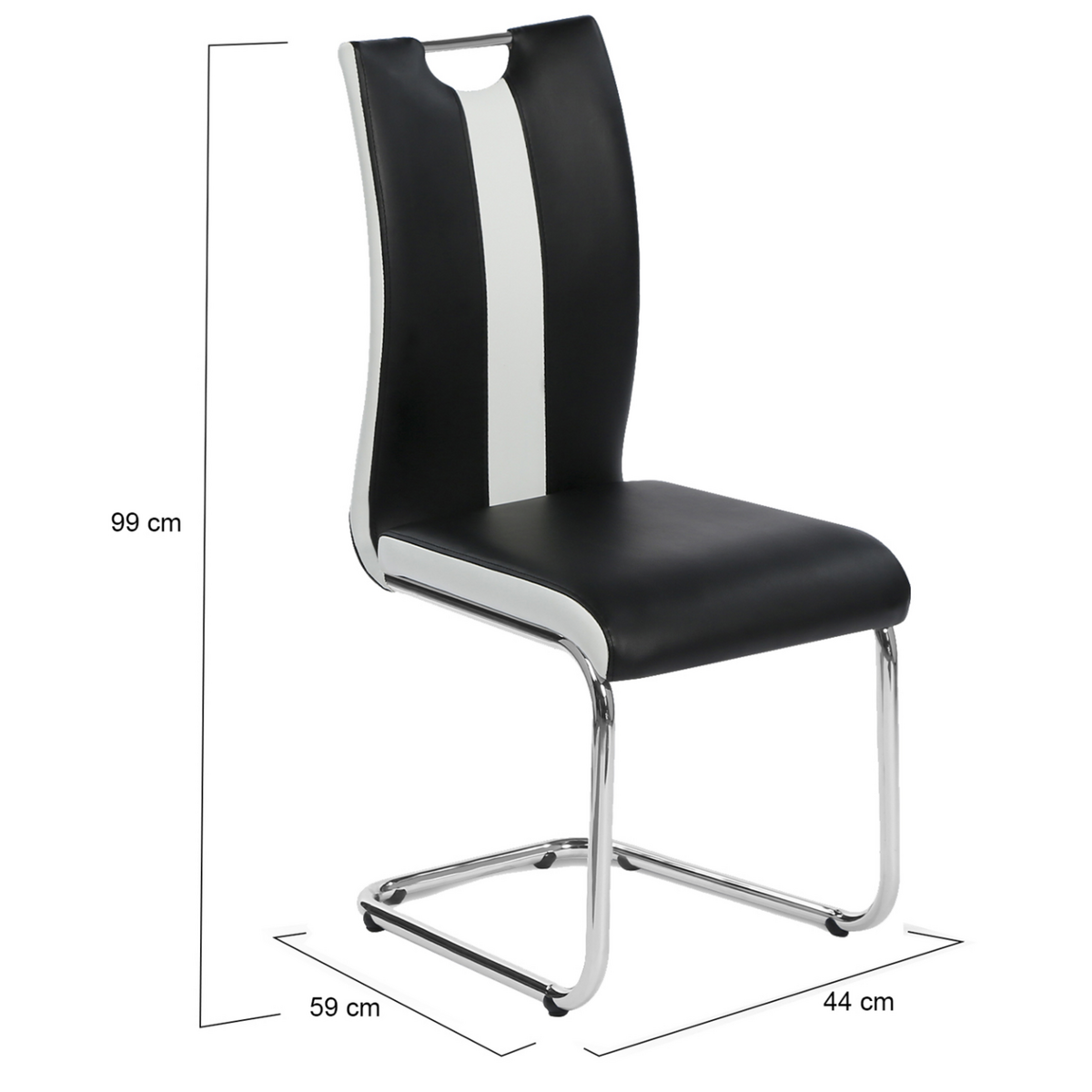 ID MARKET Lot de 4 chaises PIA noires et blanches pour salle à manger