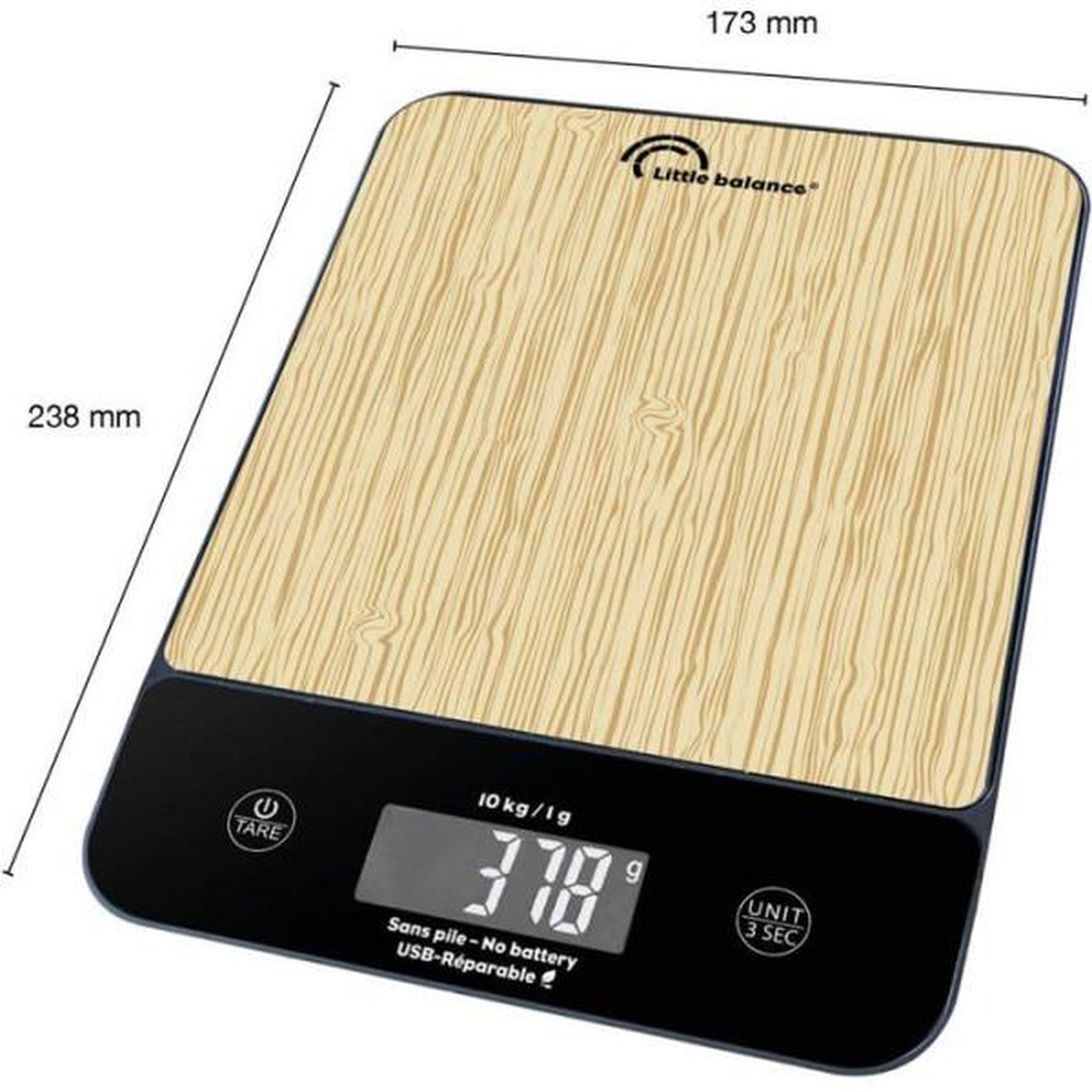 Voir la diapositive 3 : LITTLE BALANCE Balance de Cuisine Electronique de Precision  - LITTLE BALANCE - 8712 - Happy Genius 10 - USB - Sans pile - Bois naturel