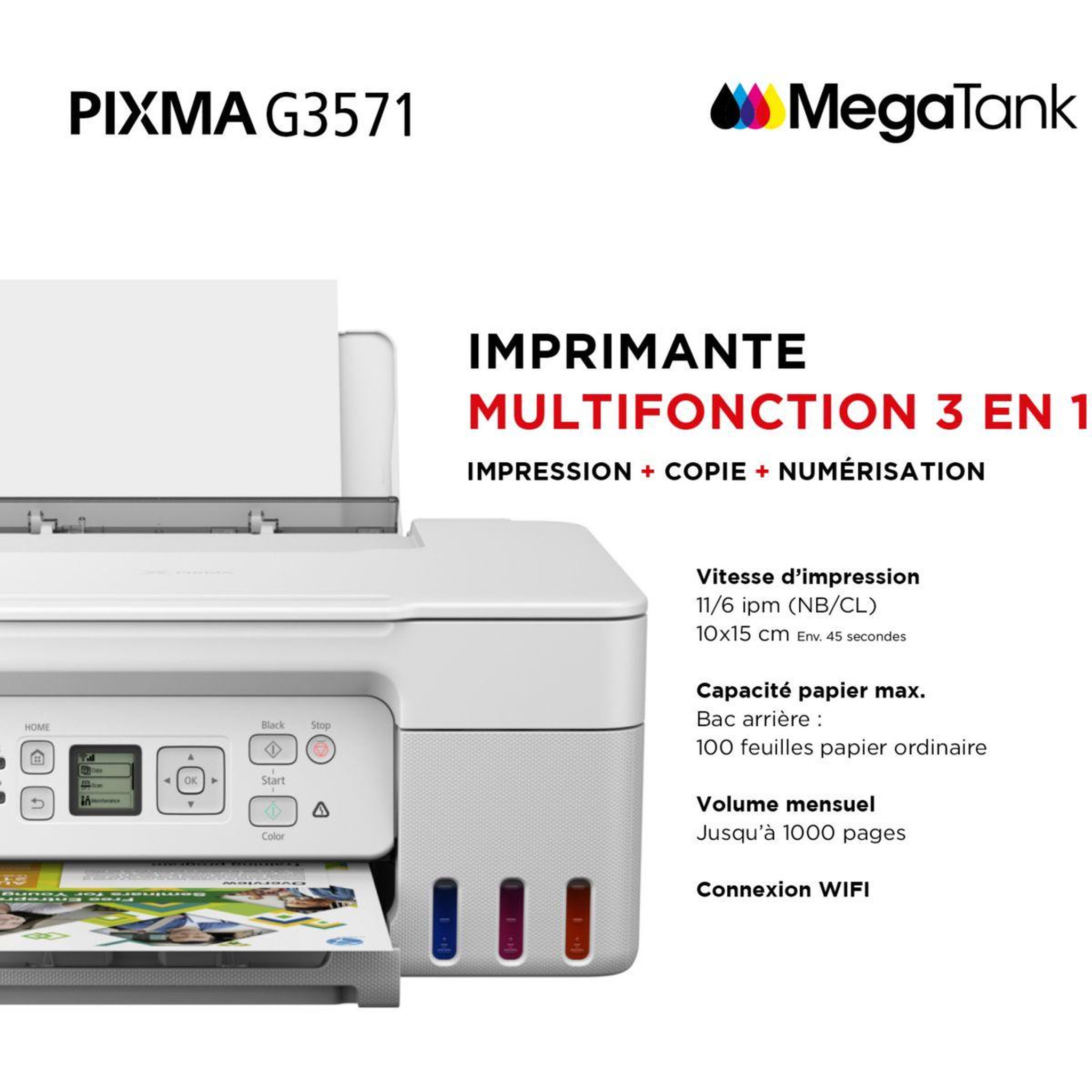 Voir la diapositive 4 : Canon Imprimante jet d'encre Megatank G3571