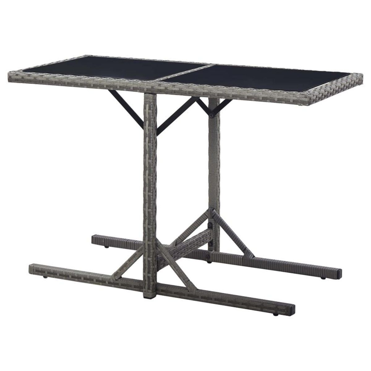 VIDAXL Table de jardin Anthracite 110x53x72 cm Verre et resine tressee