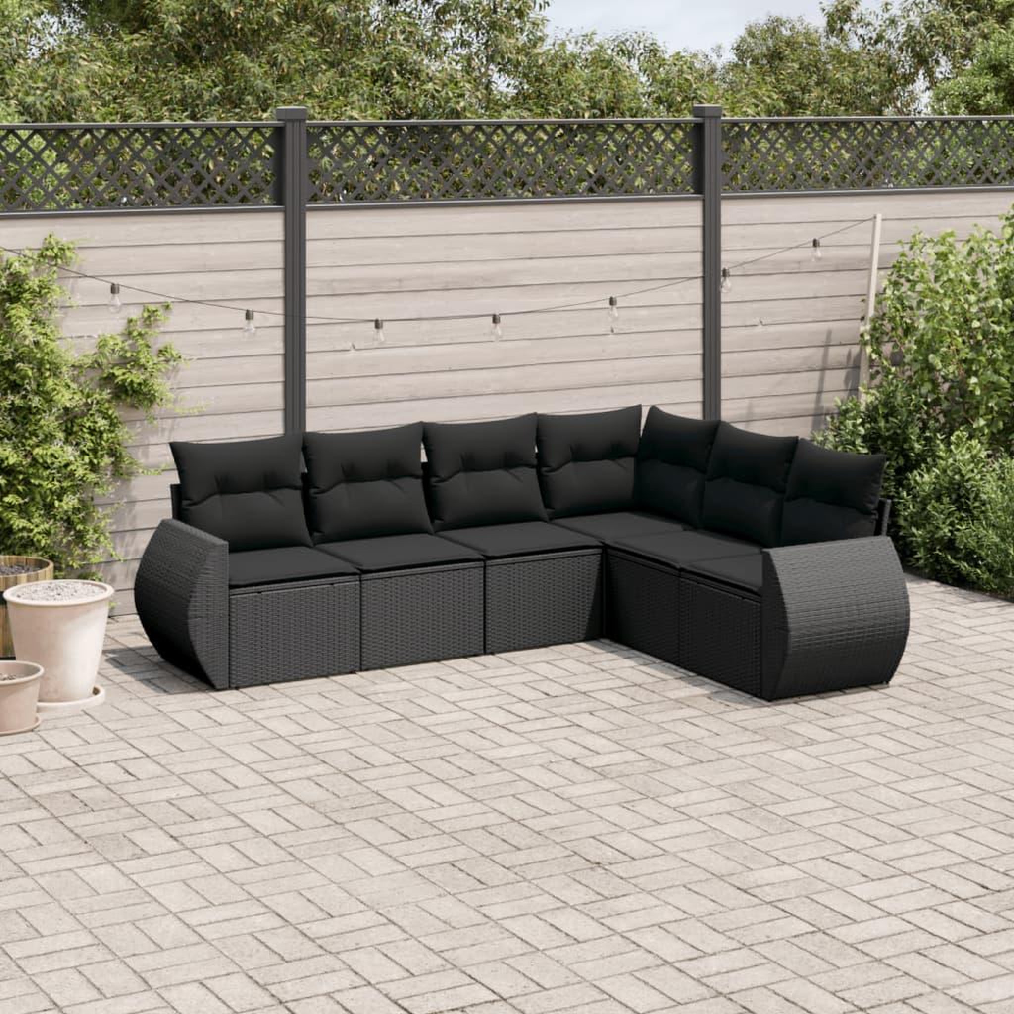 VIDAXL Salon de jardin 6 pcs avec coussins noir resine tressee