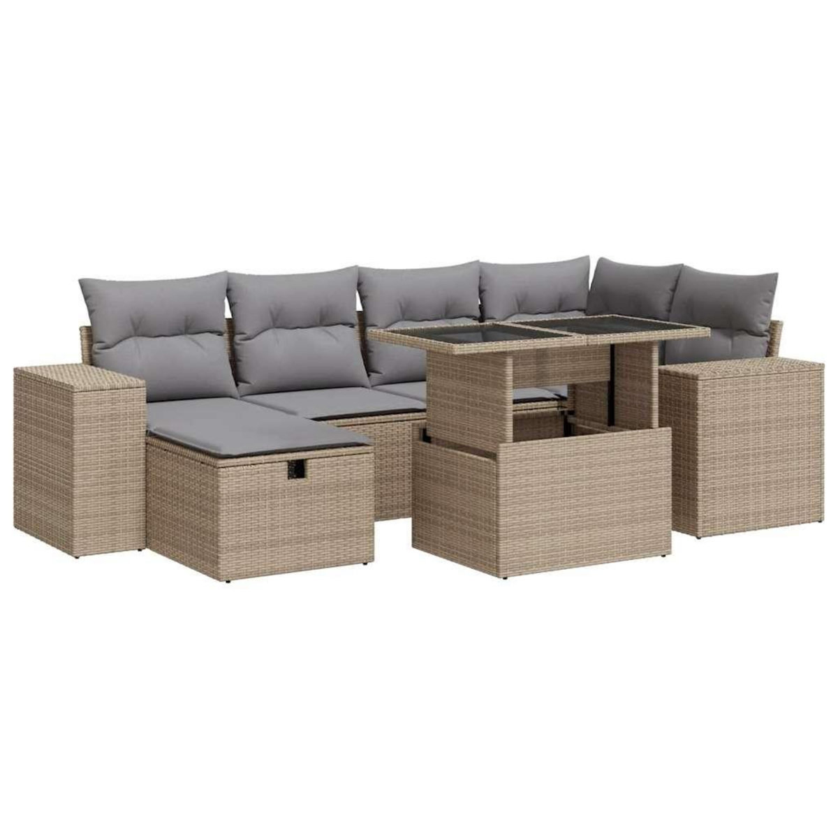 VIDAXL Salon de jardin avec coussins 8 pcs beige resine tressee