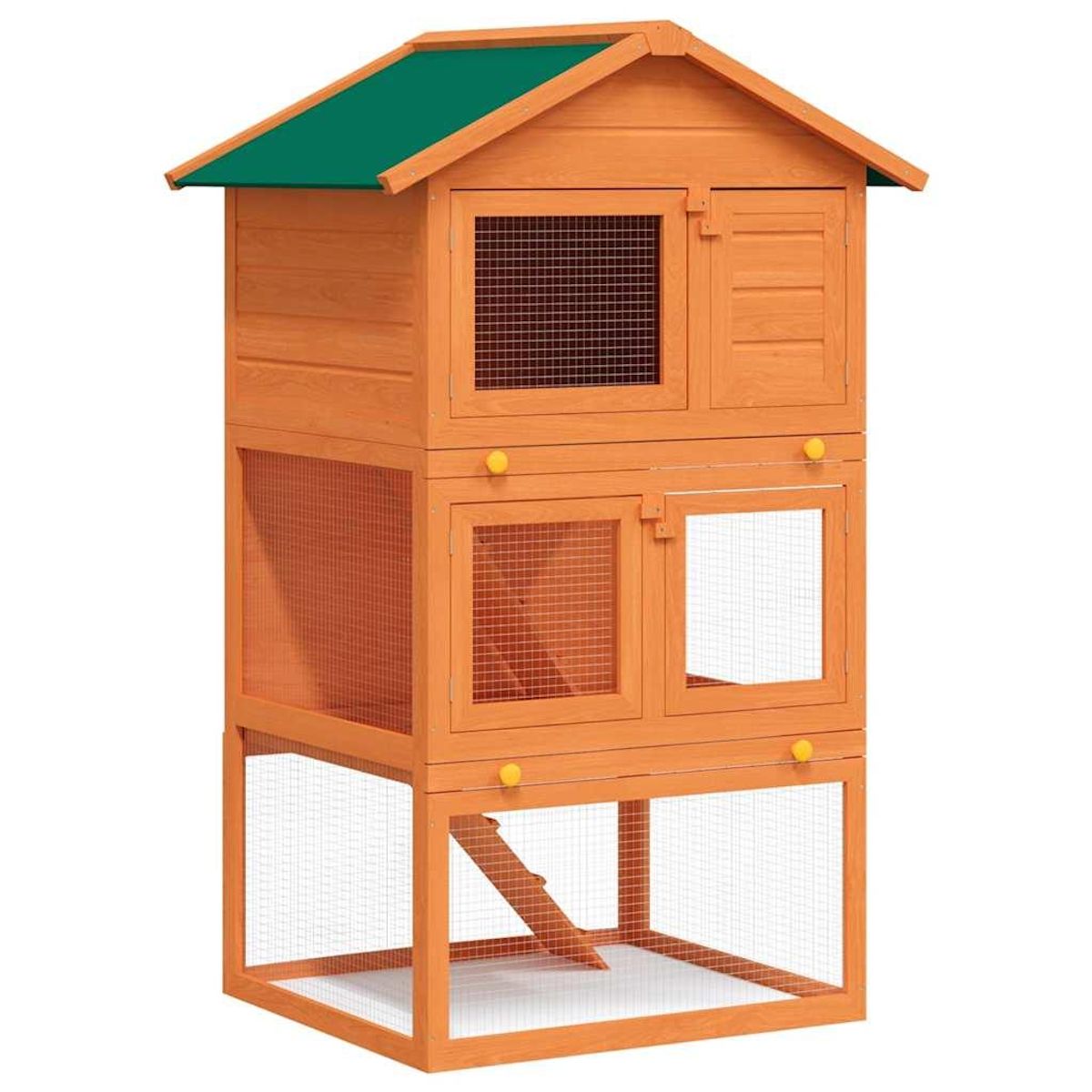 VIDAXL Clapier d'exterieur Enclos pour petits animaux 3 niveaux Bois