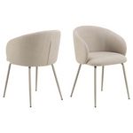 TOILINUX Lot de 2 chaises avec accoudoirs SÖREN. Coloris disponibles : Beige, Gris, Vert