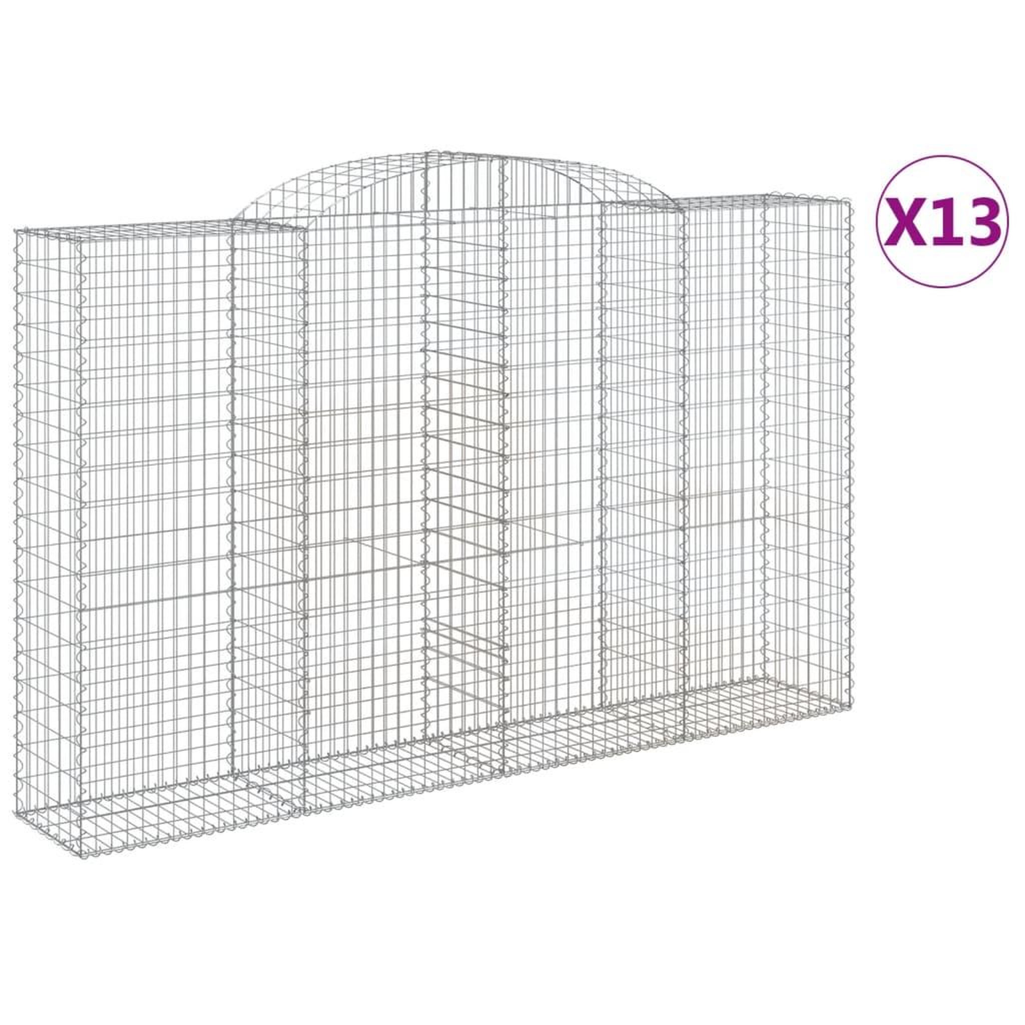 Voir la diapositive 2 : VIDAXL Paniers a gabions arques 13 pcs 300x50x180/200 cm fer galvanise
