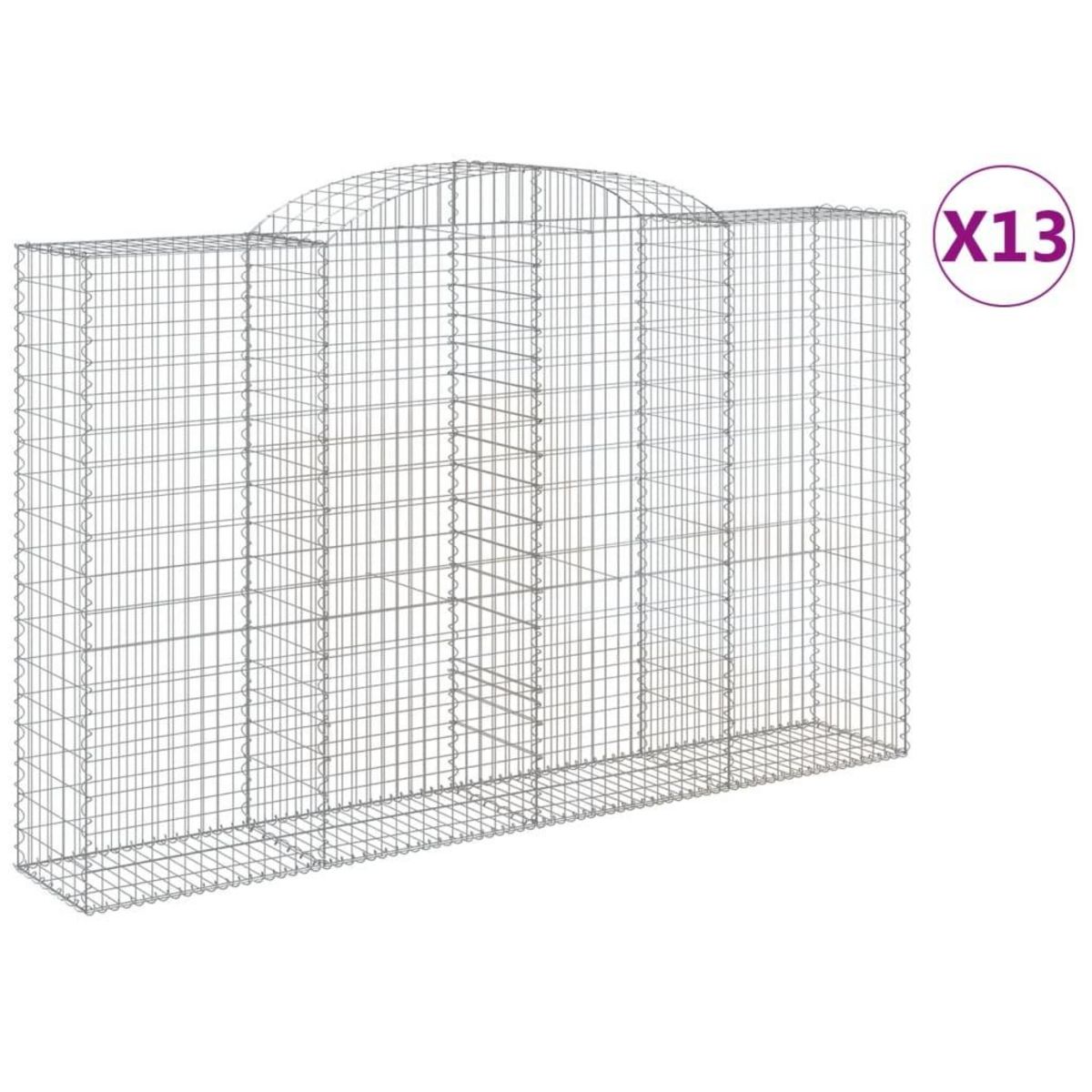 VIDAXL Paniers a gabions arques 13 pcs 300x50x180/200 cm fer galvanise