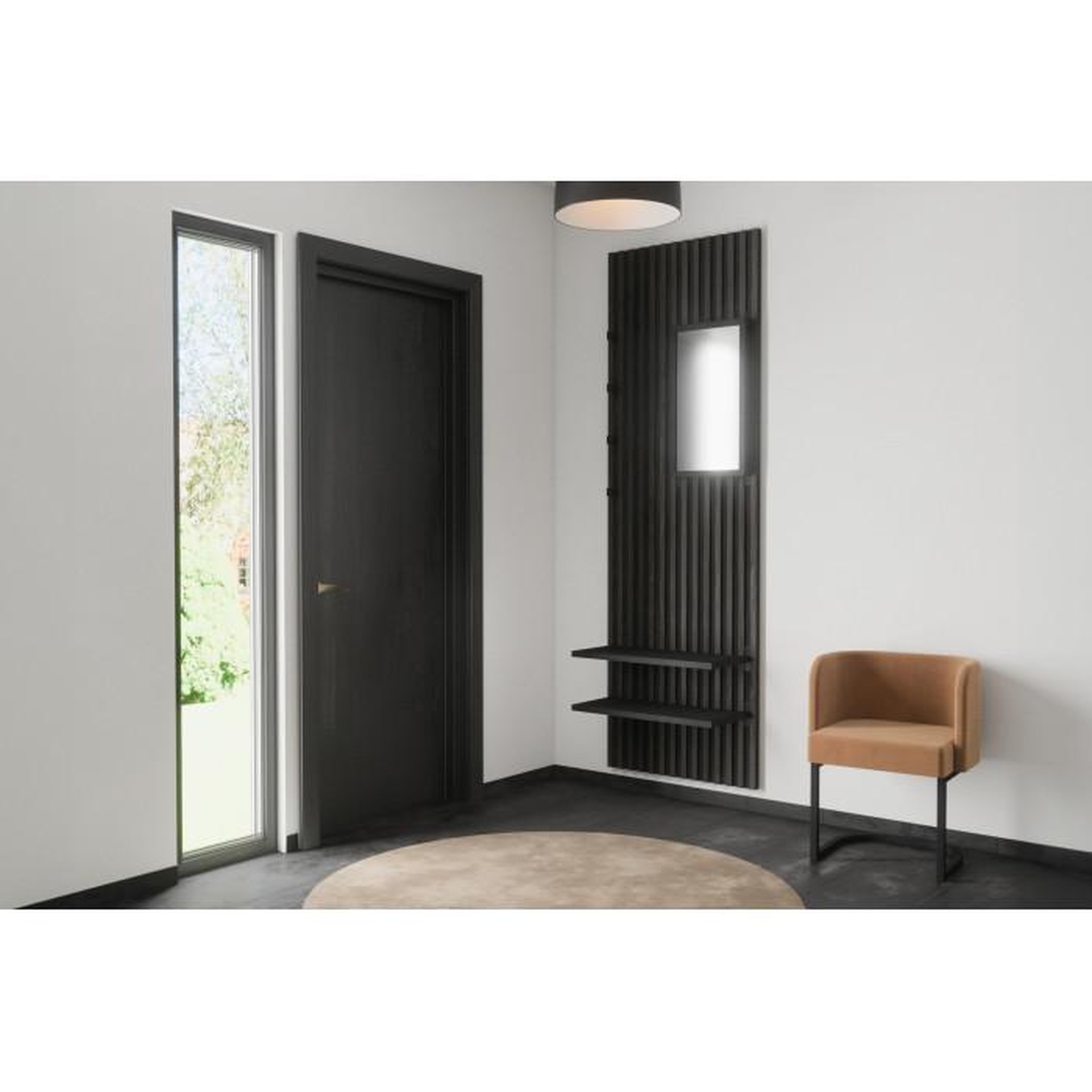 Voir la diapositive 5 : Paris Prix Miroir Mural Design  Nimes  73cm Noir