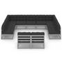 Voir la diapositive 3 : VIDAXL Salon de jardin 11 pcs avec coussins Gris Bois de pin massif