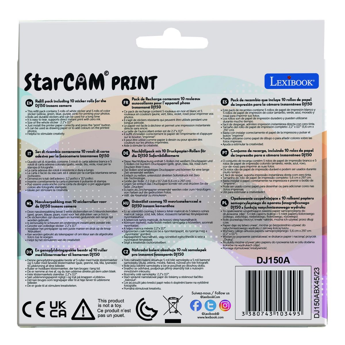 Lexibook Pack de recharge contenant 10 rouleaux autocollants pour les références Star Cam DJ150 et DJ160