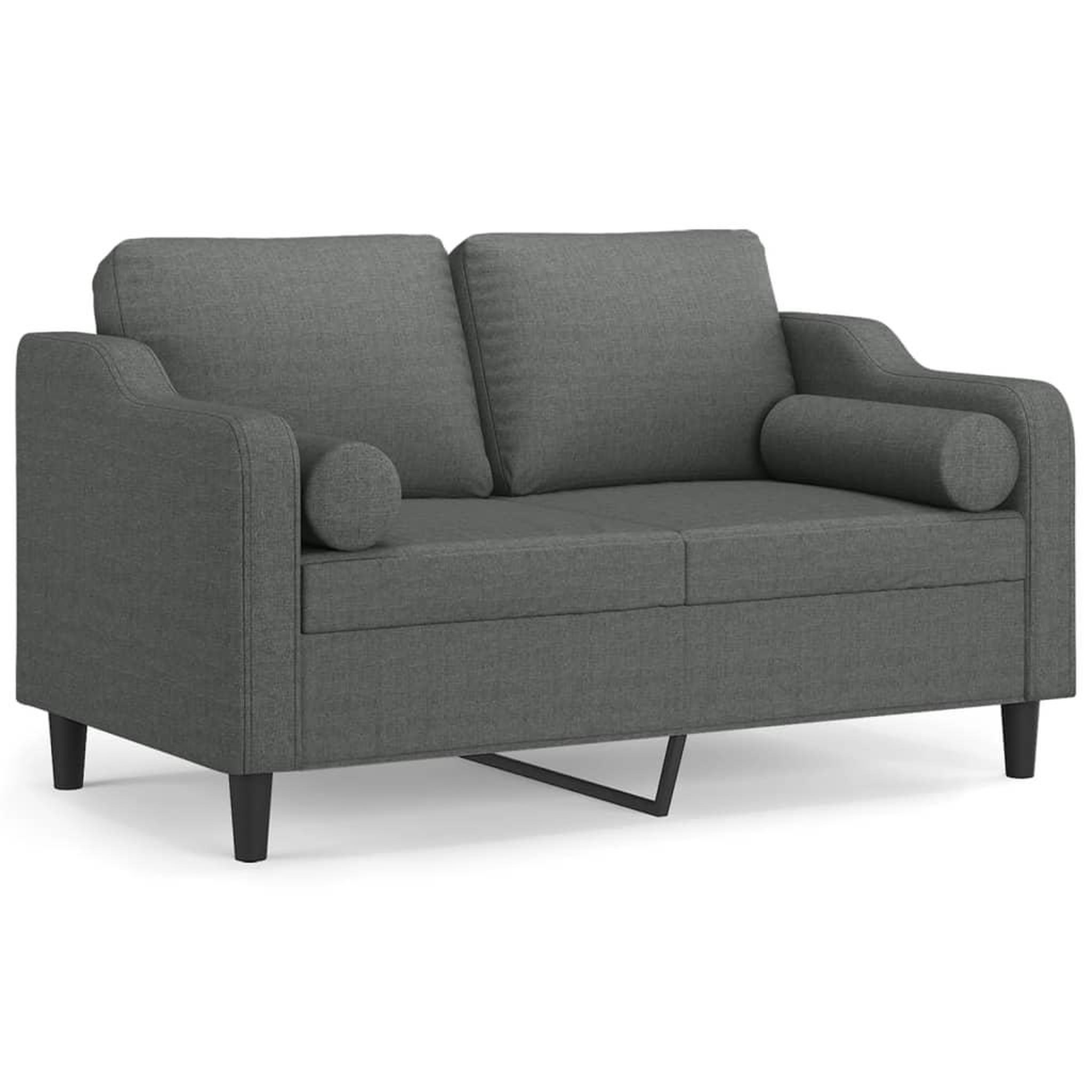 Voir la diapositive 2 : VIDAXL Canape 2 places avec oreillers gris fonce 120 cm tissu