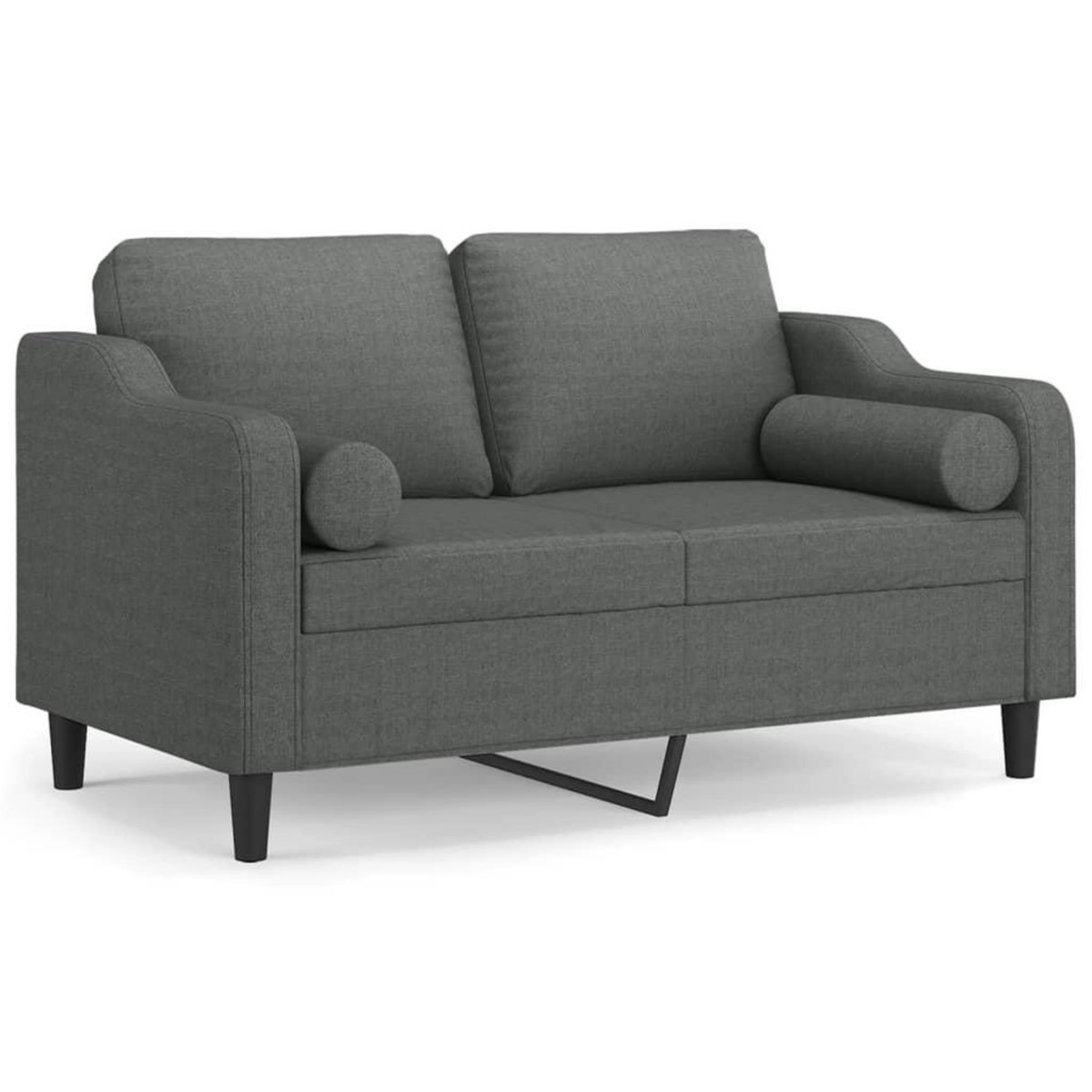 VIDAXL Canape 2 places avec oreillers gris fonce 120 cm tissu
