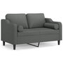 Voir la diapositive 2 : VIDAXL Canape 2 places avec oreillers gris fonce 120 cm tissu