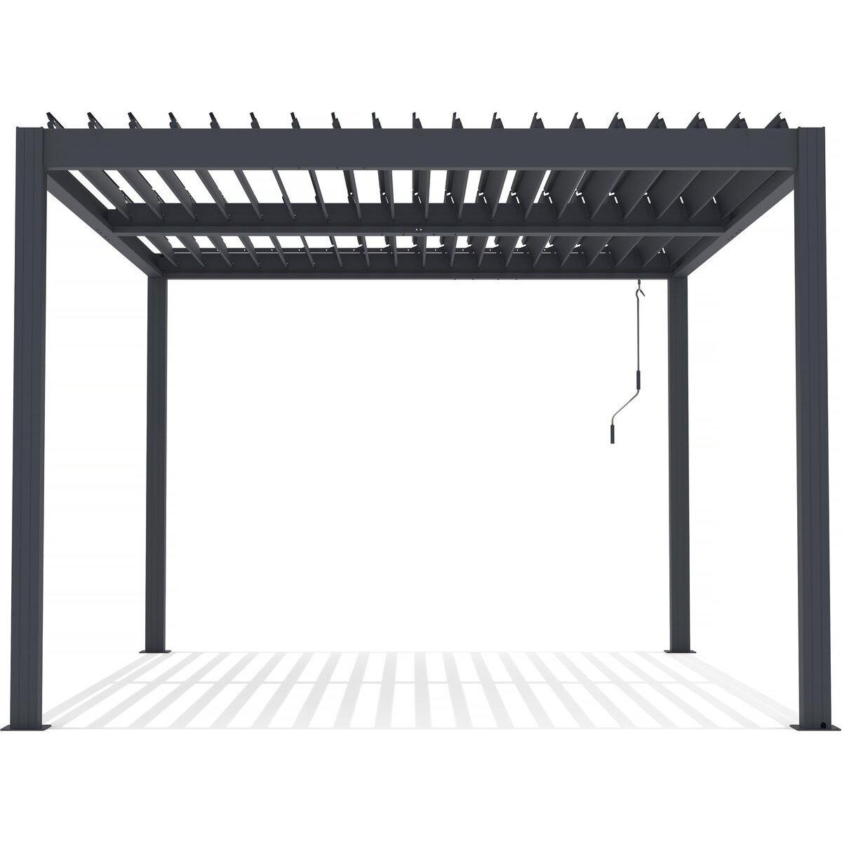 Habitat et Jardin Pergola bioclimatique avec led  Windsor premium  en aluminium 3 x 4 - Gris