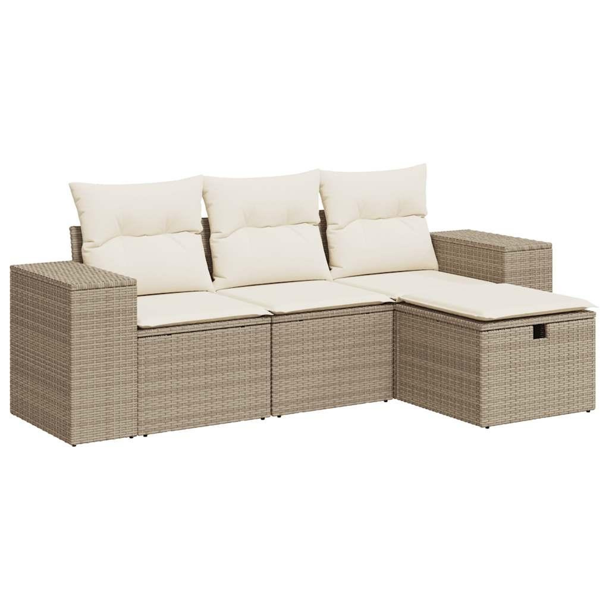 Voir la diapositive 2 : VIDAXL Salon de jardin avec coussins 4 pcs beige resine tressee