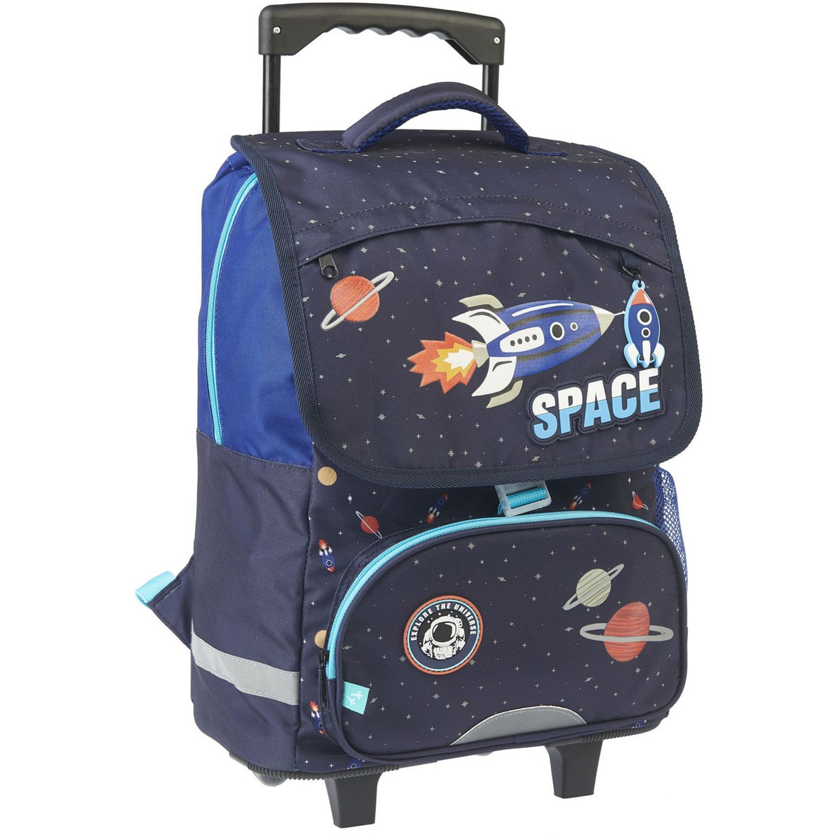 AUCHAN Sac à dos à roulettes bleu ESPACE