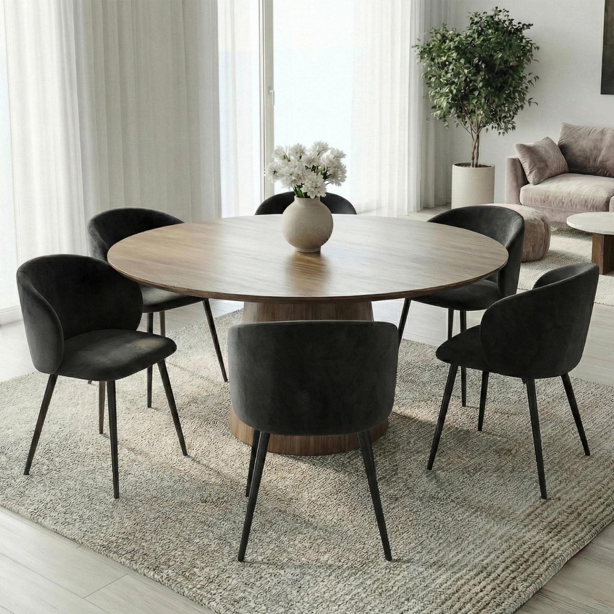 Voir la diapositive 2 : ID MARKET Lot de 6 chaises kira en velours noir pour salle à manger
