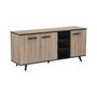 Voir la diapositive 2 : Demeyere Ensemble meuble TV table basse buffet WAYNE - Mélaminé - Style scandinave - Chene brossé et noir