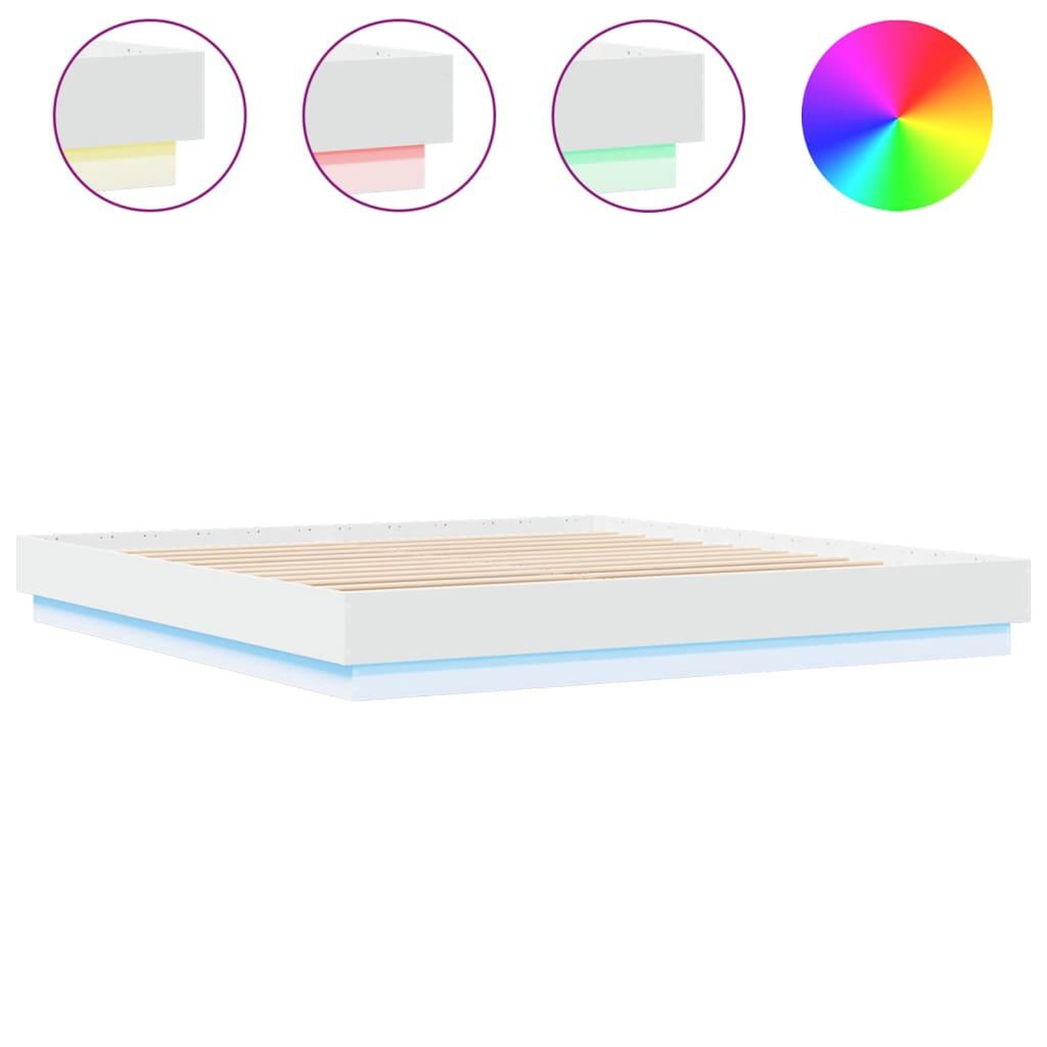 Voir la diapositive 2 : VIDAXL Cadre de lit avec LED sans matelas blanc 200x200 cm