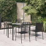 VIDAXL Ensemble a manger de jardin 5 pcs Noir Corde de coton et acier