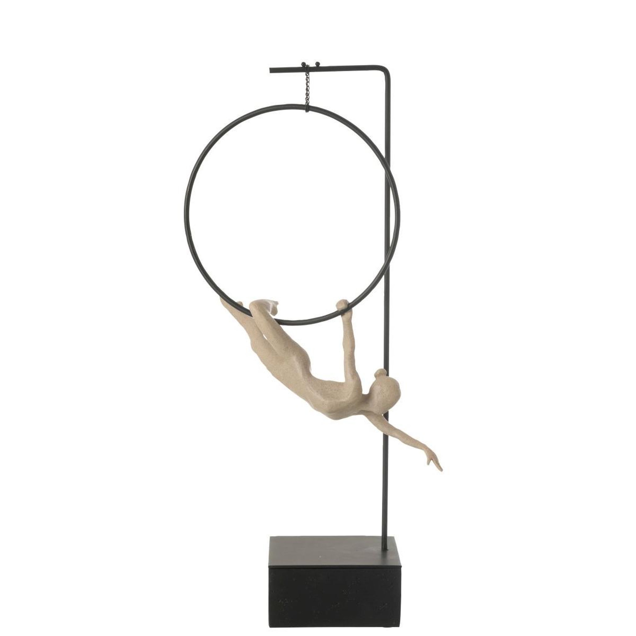 Voir la diapositive 2 : J-LINE Gymnaste cerceau sur socle  gamma  55cm beige & noir