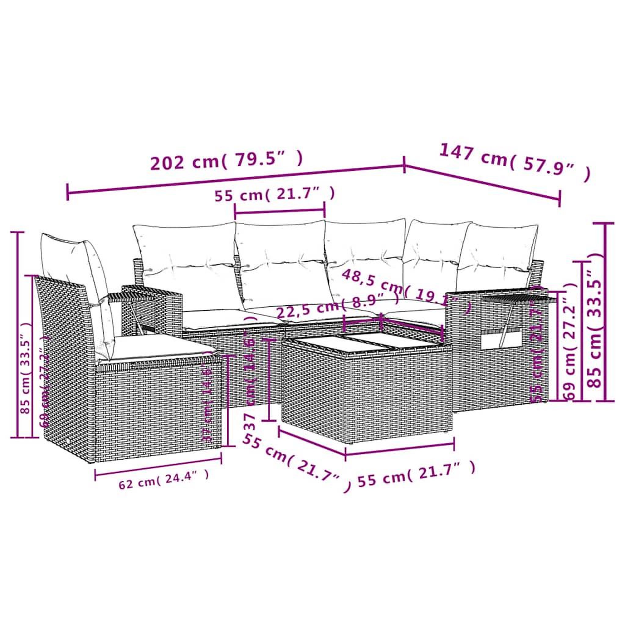 Voir la diapositive 6 : VIDAXL Salon de jardin 6 pcs avec coussins gris clair resine tressee