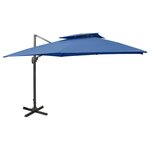 VIDAXL Parasol de jardin en porte-a-faux avec double toit bleu azur