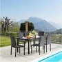 Voir la diapositive 2 : MARKET24 Ensemble repas de jardin - plateau en verre trempé et 6 chaises en résine tressée noir - Table 160x80x73 cm - Chaise : 44x54x