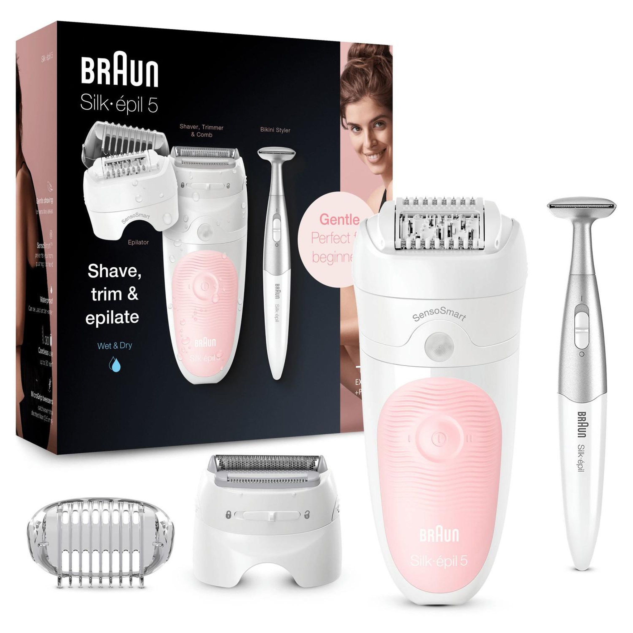 Voir la diapositive 3 : BRAUN Braun silk-épil 5 81706349 épilateur 28 pince(s) blanc, rose