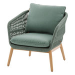 HESPERIDE Fauteuil de salon de jardin en acier effet bois et mailles ORISSA. Coloris disponibles : Vert, Marron