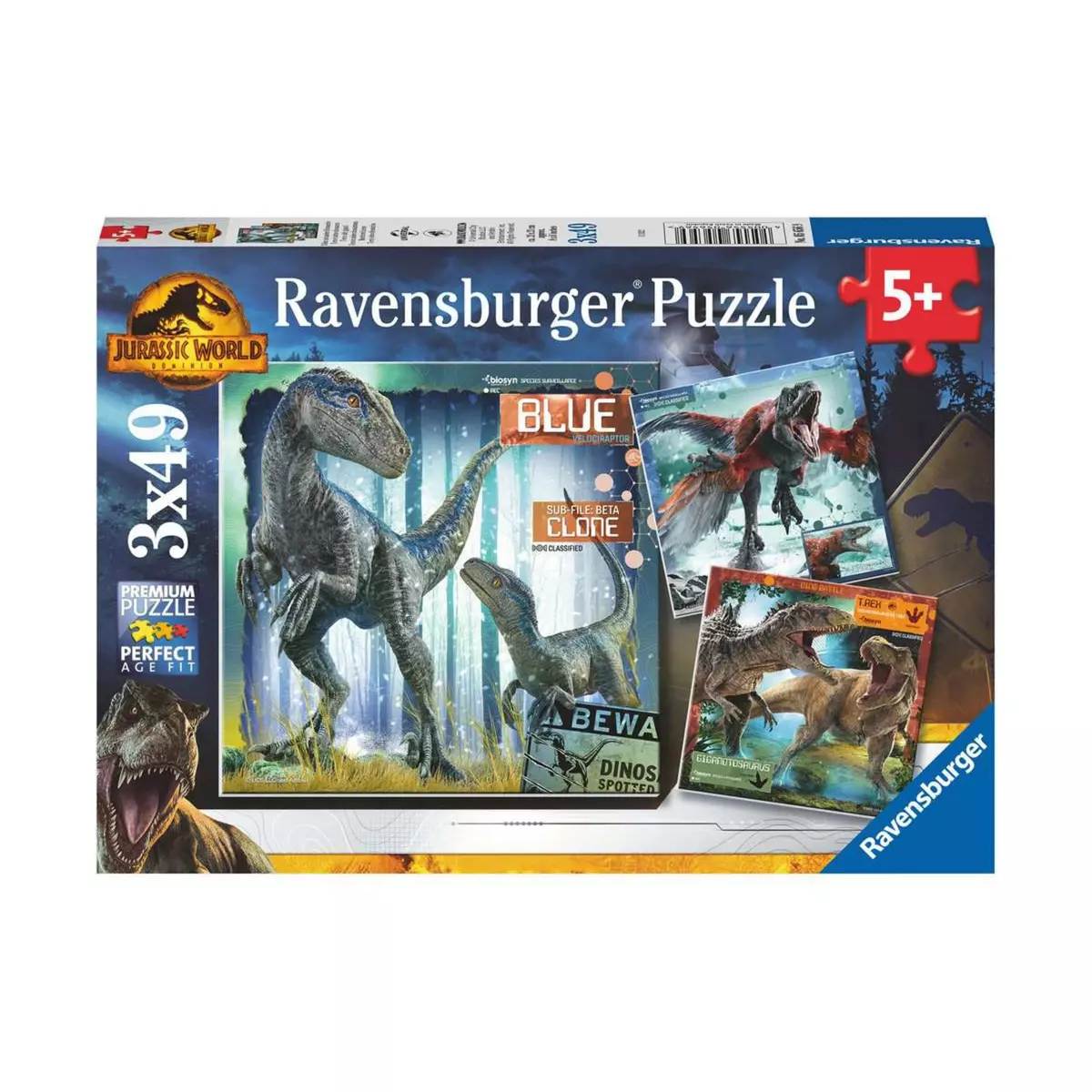 RAVENSBURGER Puzzles T-rex et autres dinosaures 3x49 pieces
