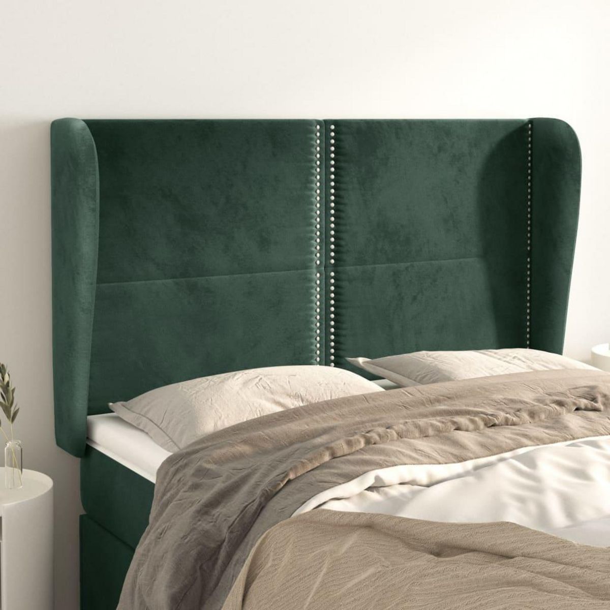 VIDAXL Tete de lit avec oreilles Vert fonce 147x23x118/128 cm Velours