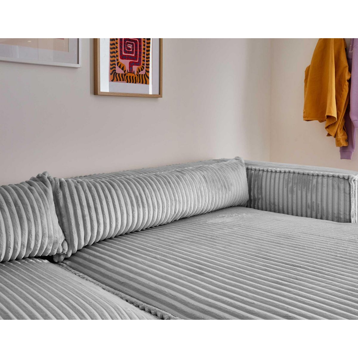 LISA DESIGN Ela - canapé d'angle droit - 4 places - en velours côtelé grosses côtes