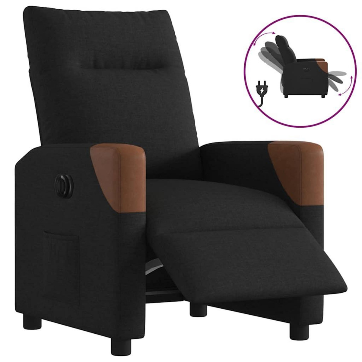 VIDAXL Fauteuil inclinable electrique Noir Tissu