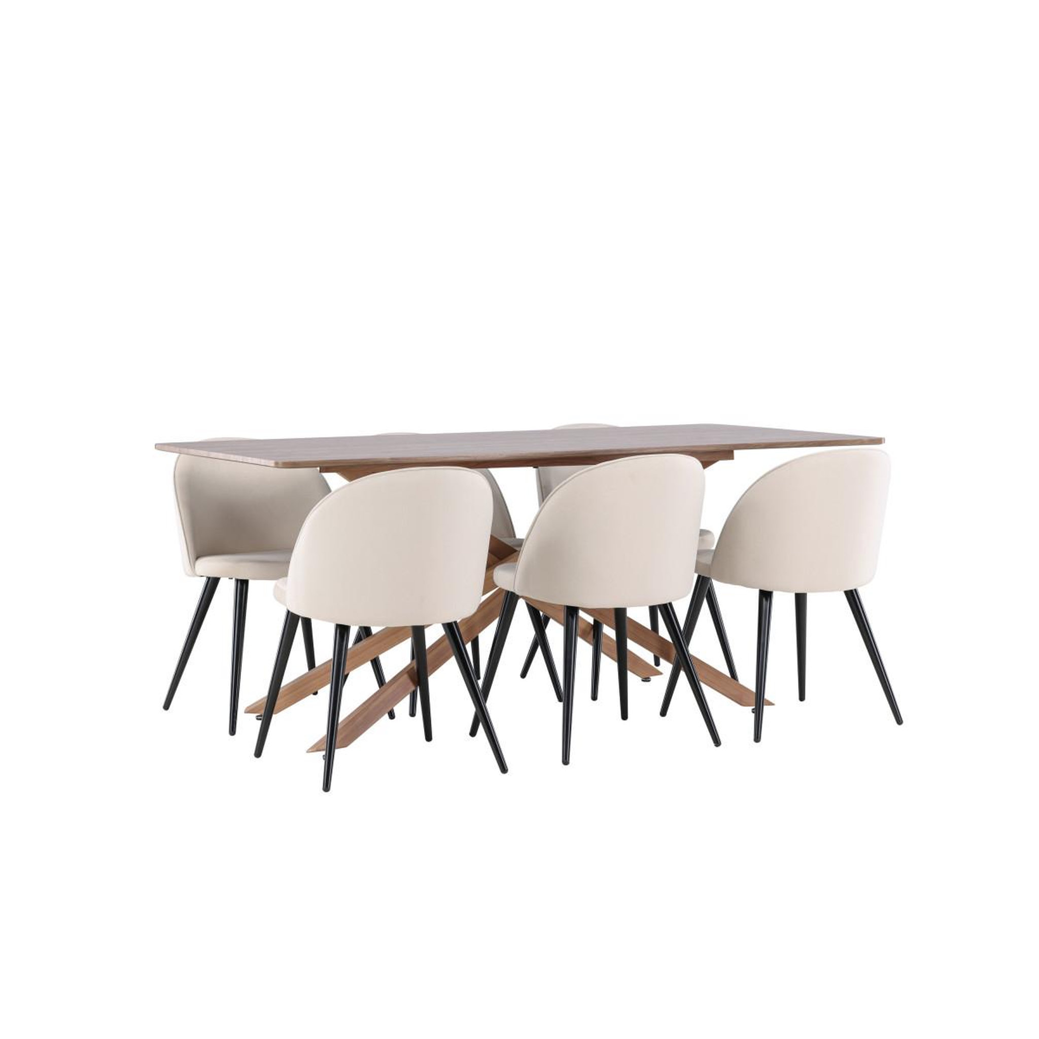 Voir la diapositive 3 : Paris Prix Ensemble table à manger & 6 chaises  piazza  180cm naturel & beige