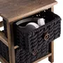 IDIMEX Table de chevet PLUTO petite commode de nuit en bois de paulownia brun foncé, avec 2 paniers en coton tressé noir