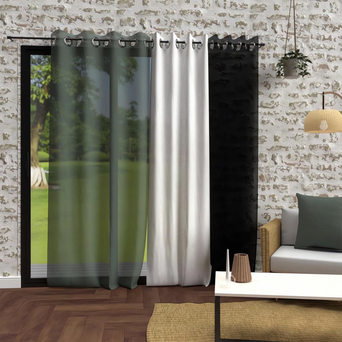 SOLEIL D'OCRE Voile à oeillets effet froissé 135x250 cm BOHEME, par Soleil d'Ocre