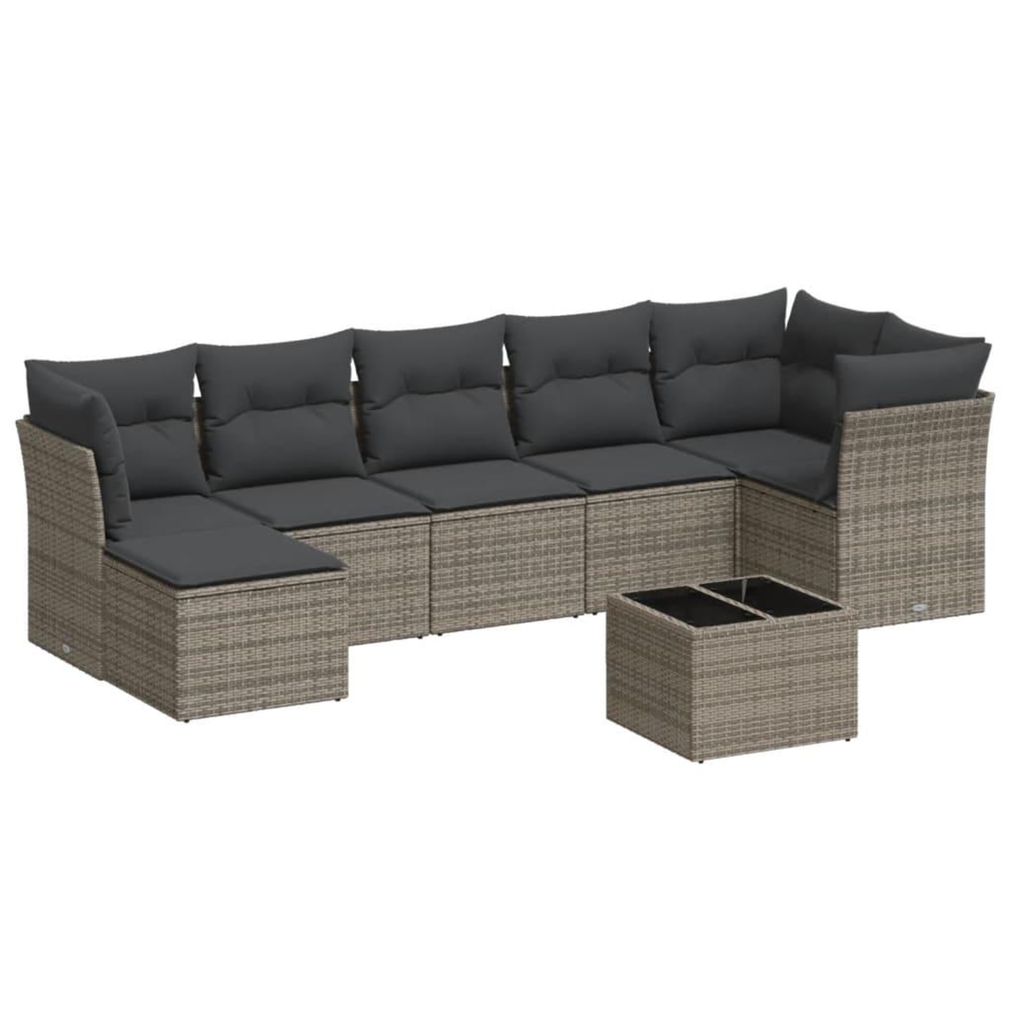 Voir la diapositive 2 : VIDAXL Salon de jardin 8 pcs avec coussins gris resine tressee