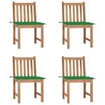 VIDAXL Chaises de jardin lot de 4 avec coussins Bois de teck massif