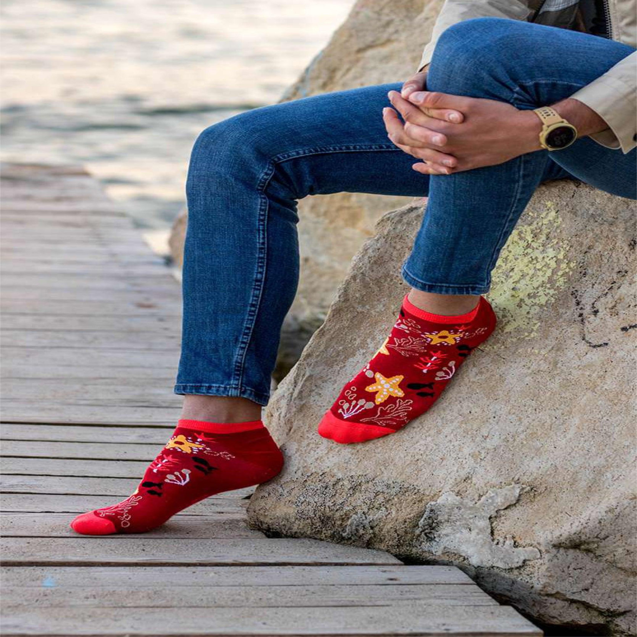 Voir la diapositive 4 : PIRIN HILL Socquettes coton bio étoiles de mer - rouges