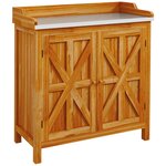 OUTSUNNY Table de rempotage armoire de jardin 2 en 1 bois sapin acier
